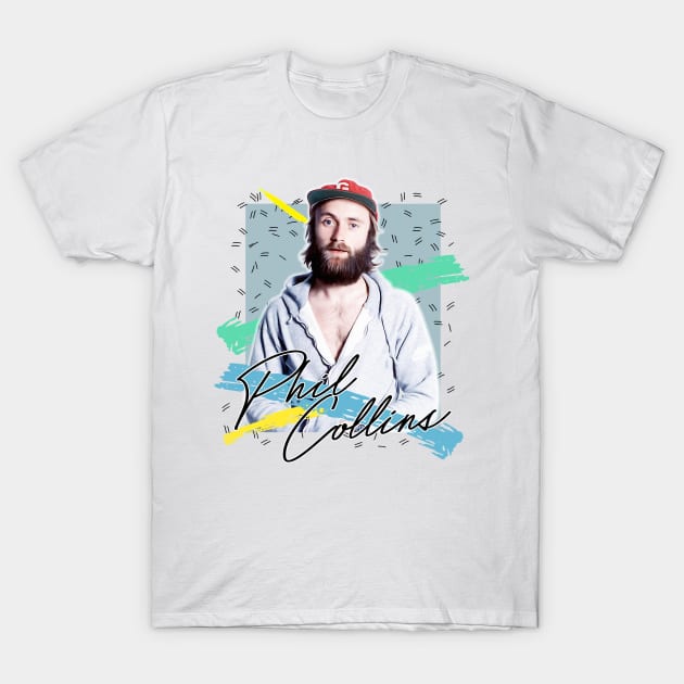 Retro 80s Phil Collins / Aesthetic Fan Art Design T-Shirt by DankFutura